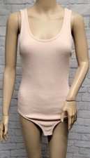 NWT YUMMY L BLUSH ROSE MAUVE PINK RIBBED BRUSHED FLEECE SWEATER TANK BODYSUIT