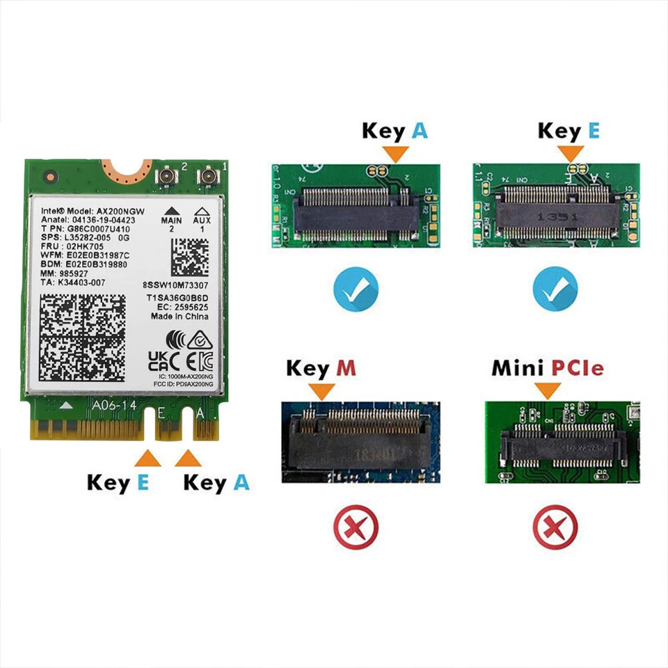 Intel AX200NGW Wireless Bluetooth 5.2 WLAN Intel WiFi 6 M.2 802.11ax-Adapter - Bild 4 von 4