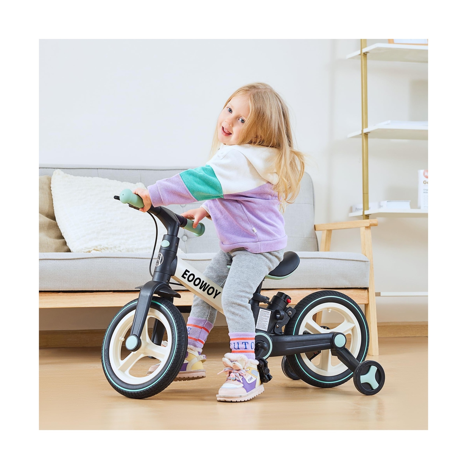 Balance Bike with Push Handle for Kids 1-3 Years, 6 in 1 Foldable Push Bike w...