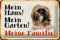 Blechschild Pekinese 30X20 Cm Mein Haus Mein Garten Familie Deko Schild Tin Sign