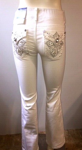 Pantalones de mezclilla Apt 9 con corte de bota de altura media embellecidos blancos brillantes tallas 4-18 NUEVOS - Imagen 2 de 7