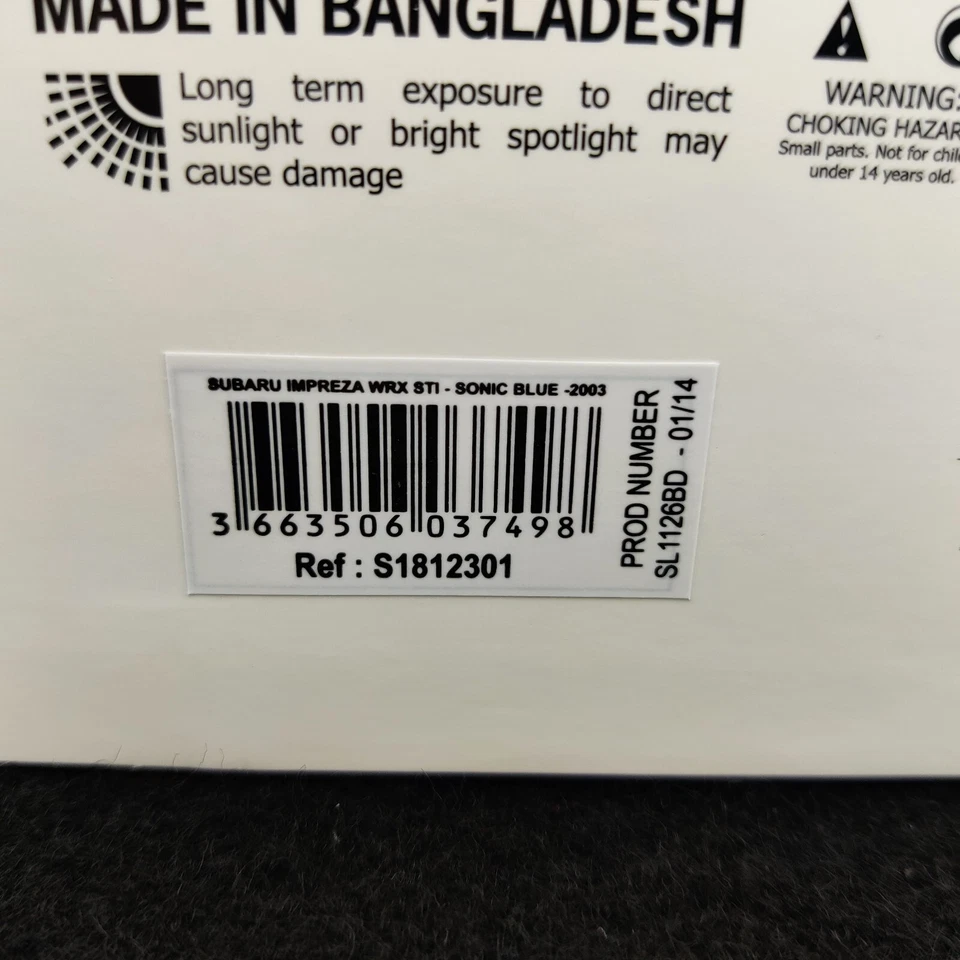 VOITURE SOLIDO SUBARU IMPREZA WRX STI SONIC BLUE 2003 1:18 NEUF BOITE S1812301 - Photo 4/4
