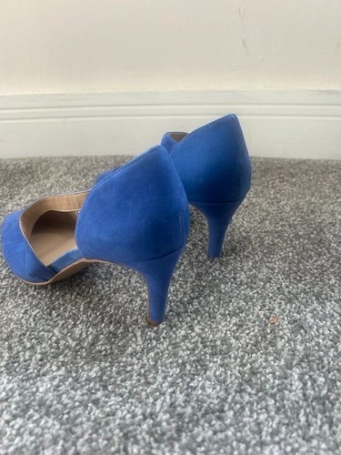 Ladies Blue Suede Leather Asymmetric Strap Court Shoes UK Sz 4 - Picture 5 of 7