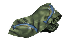 The Nature Conservancy Men's Green Bottlenose Dolphin Silk Necktie 58 x 4 in