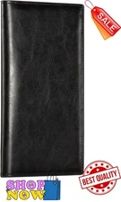 Checkbook Cover Premium Leather Checkbook Holder Duplicate Flap RFID Blocking