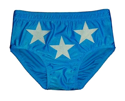 Pro Wrestling Macho Trunks - Turquoise with White Stars - Spandex Costume Man