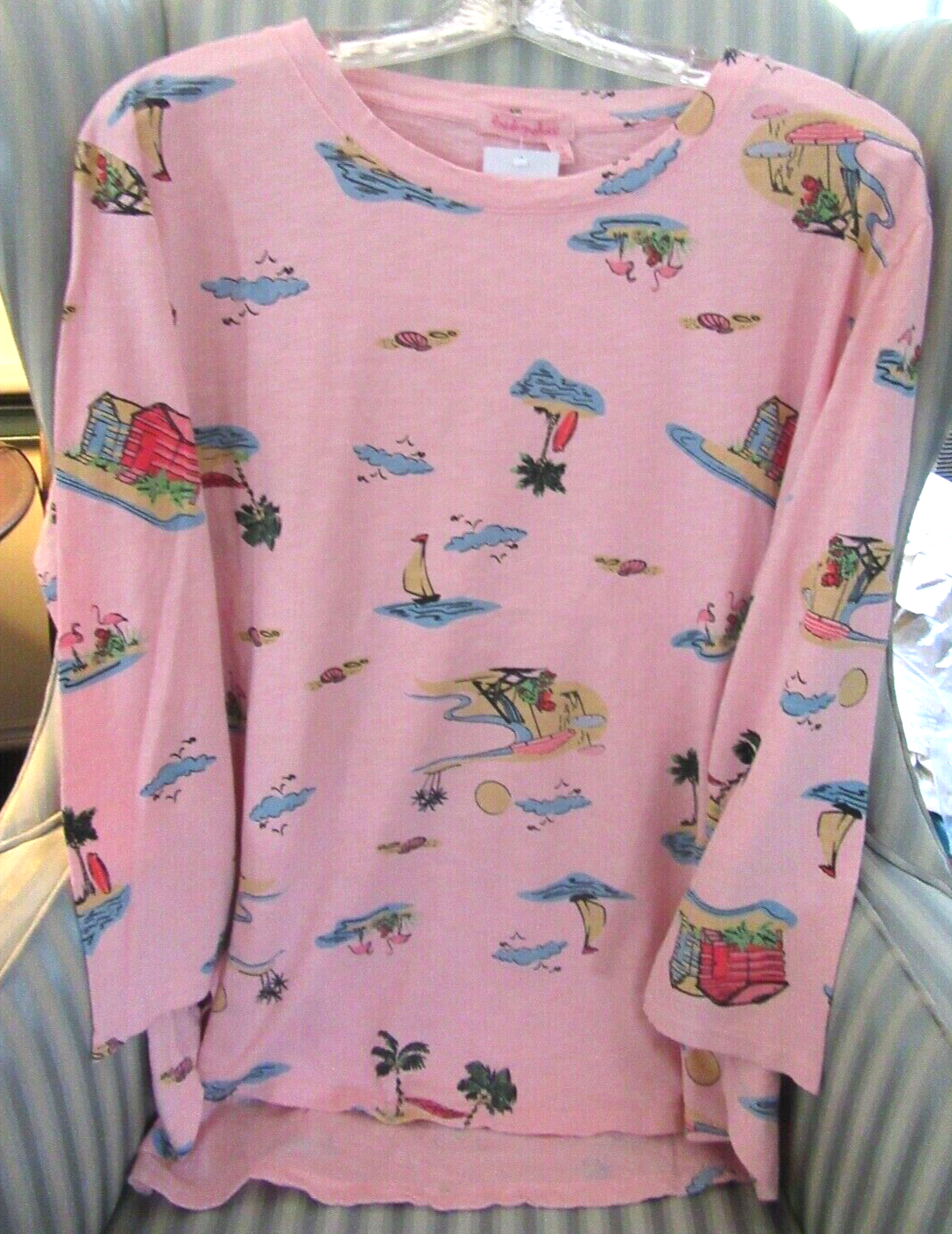 Top camicia cotone nuova con etichette FRESH PRODUCT rosa blush Beachy Keen Catalina S Ret $69