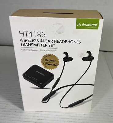 Avantree HT4186 Wireless In-Ear Headphones Transmitter Set