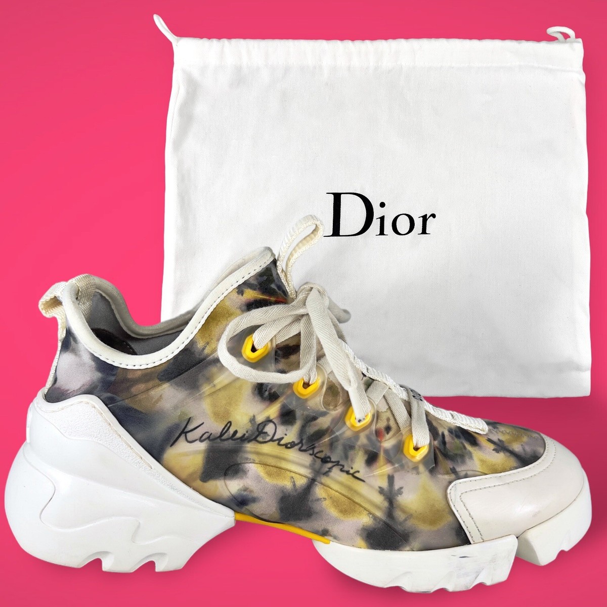 クリスチャンディオール Christian Dior D-Connect KaleiDiorscopic Yellow & Gray Trainer