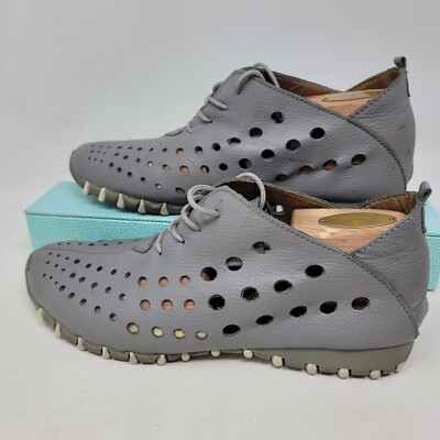 LITFOOT LF9010 Comfy Gray  Perforated Leather Shoes Womns 8.5 EU39 Golf Friendly