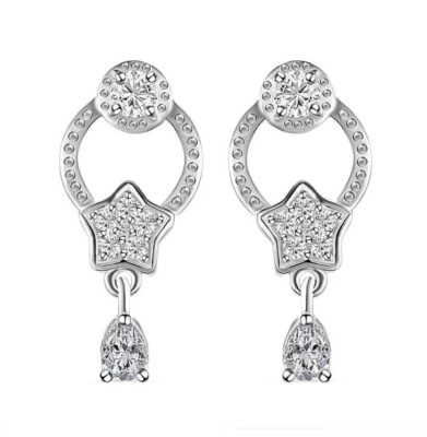 Wunderschöne simulierte Diamant 925 Sterling Silber Ohrhänger - 1,18 kt - 2,2 g