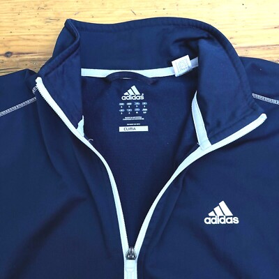 Adidas Clima 365 Zip-Front Track Jacket Blue Mens Small Stretch