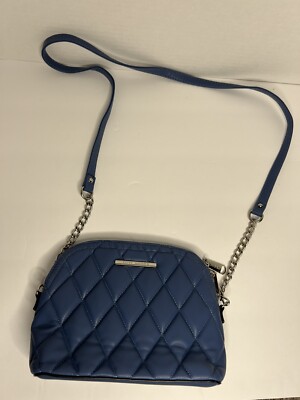 Steve Madden Womens DT616070 Ocean Blue Leather Quilt Bmaggie Zip Crossbody Bag