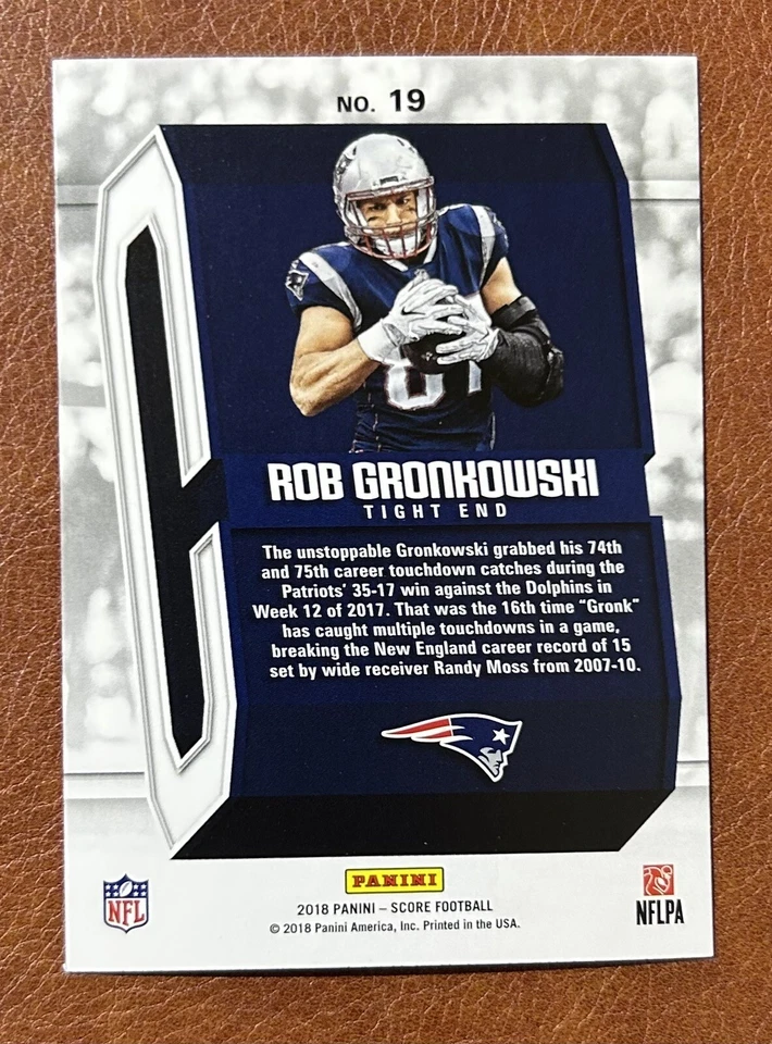 2018 Panini Score Captains Insert #19 ROB GRONKOWSKI New England Patriots SP - Image 2 of 2
