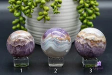 Amethyst with Mexican Agate Sphere 1.9"-2.9"/48mm-75mm