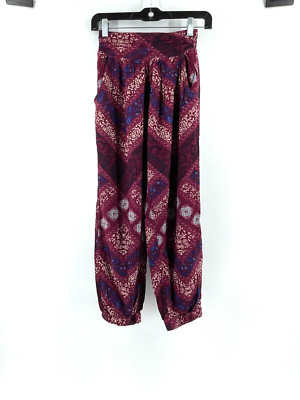 American Eagle Outfitters Burgundy Geometric Print Flowy Pocket Pants Size Small