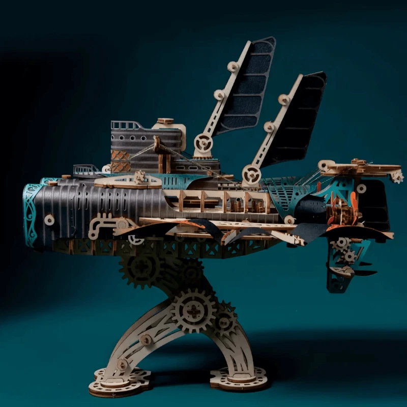 HowCat® S711 Fantasy Steampunk Submarine Airship 3D Holz Puzzle - Bild 3 von 4