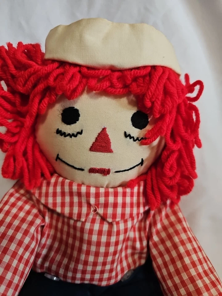 Винтажная кукла Raggedy Andy, безымянные производители, 18 дюймов ручной работы. Синий и белый матрос шляпа. - Изображение 2 из 4