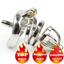 Stainless Steel Male Chastity Device Men Metal Cage Locking Belt with Tube