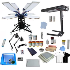 4 Color Silk Screen Printing Kit Flash Dyer Exposure Press Machine & Materials