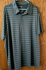 All In Motion Striped Gray / Blue Polo Shirt Short Sleeve 3 Button Men's Sz XXL