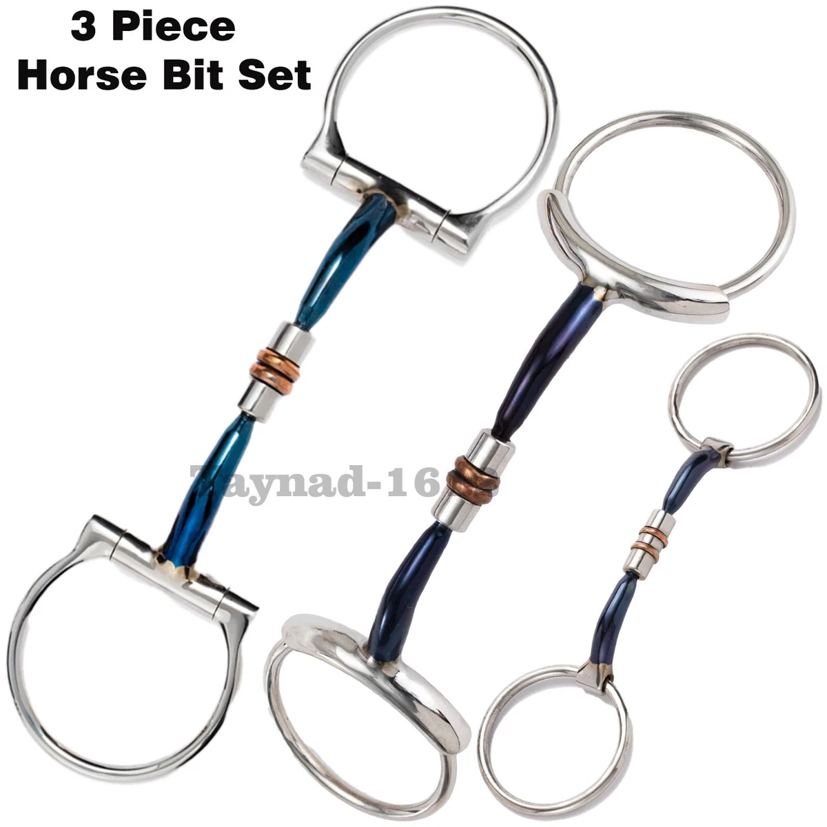 Bride Western Nylon Turquoise/noir - Avec Rênes Et Embout Snaffle, Pour Cheval