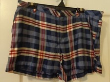 MNG Navy and Red Plaid Dress Shorts 10 NWT