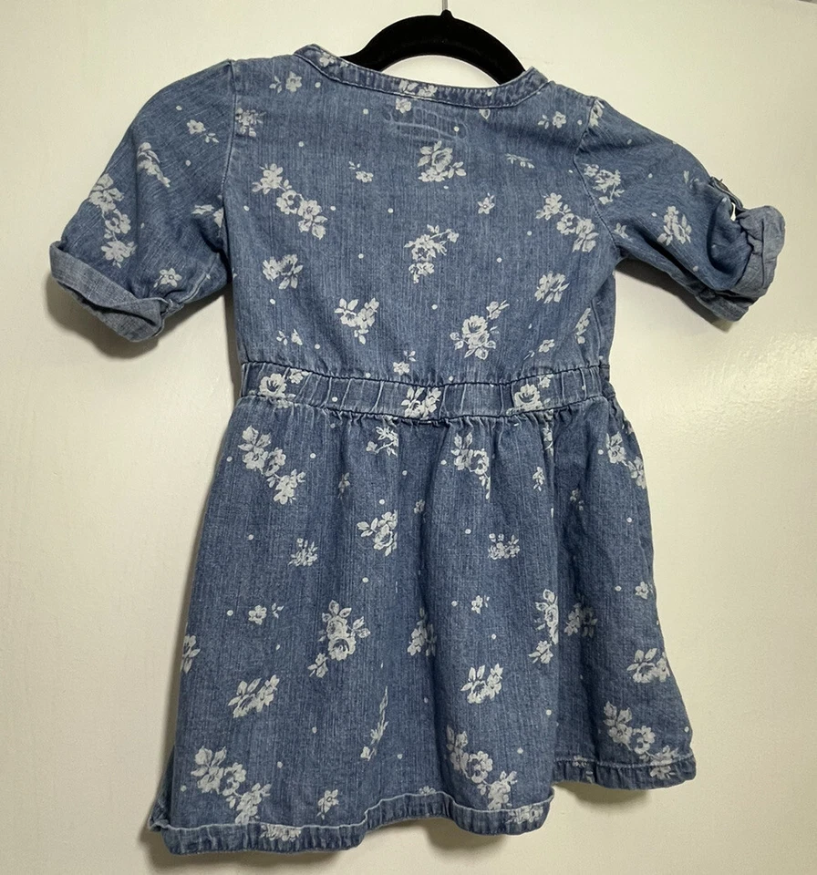 genuine kids oshkosh Denim Floral dress for girls Size 5 T - Image 2 of 4