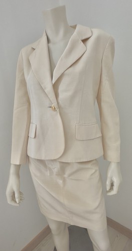 Moschino Vintage Blazer Falda Traje Juego A Juego Blanco Marfil 90 Años 80 Ta... - Imagen 4 de 24