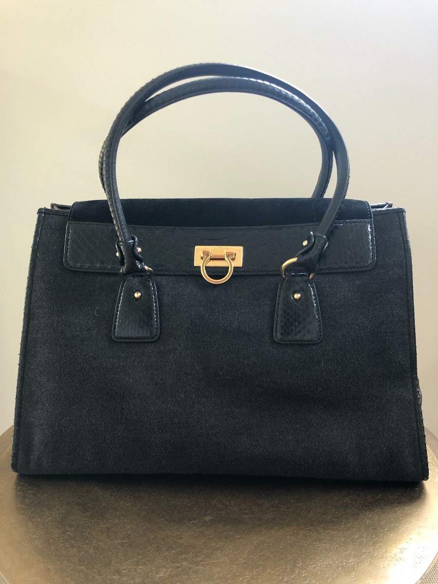 Gently used Salvatore Ferragamo Lotty black satchel python