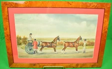 "Lady Driving 2-Horse Tandem Hitch Carriage" c1929 Gouache by H. W. Standing