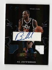 Al Jefferson 2010-11 Panini Elite Black Box Crusade Dual Jersey Auto Hornets /25