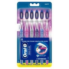 Oral B 3D White Luxe Pro Flex Manual Toothbrush 6 Count Multicolor Stain Eraser