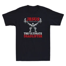 Jesus The Ultimate Deadlifter Funny Jesus Gym Christian Meme Retro Men's T-Shirt