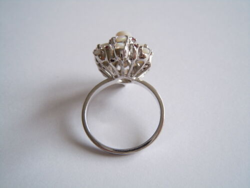 925 Silber Ring mit 11 x Edelopal,12 x Rubin 3-Stöckig 5,1 g/Gr.55 - Bild 4 von 8