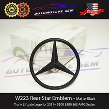 W223 S580 SEDAN AMG Trunk Star Emblem MATTE BLACK Rear Logo Mercedes S500 S63