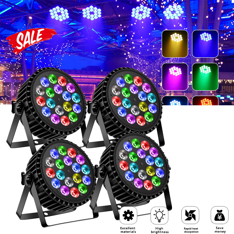 4PCS 200W 18LED Par Light Stage Lighting RGBW DMX512 Strobe Beam Disco Light US