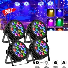 4PCS 200W 18LED Par Light Stage Lighting RGBW DMX512 Strobe Beam Disco Light US
