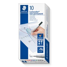 Staedtler Lumocolor Universal NON Permanent Medium Marker - BLACK - Pack Of 10