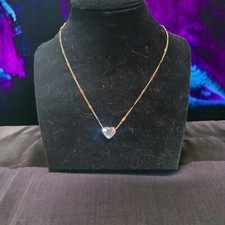 Zirconia Heart Solitaire Pendant Necklace 14k Yellow Gold Plated