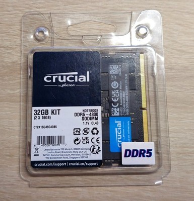 crucial ddr5 ram 32gb kit 2x16gb 4800mhz sodimm