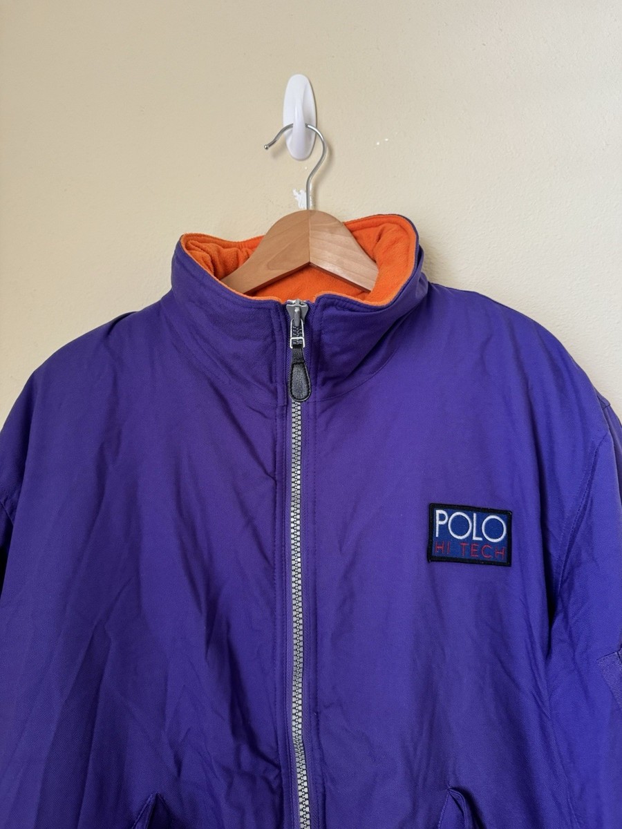 Polo Ralph Lauren Hi Tech Bomber Jacket Nylon Fleece Lined Purple