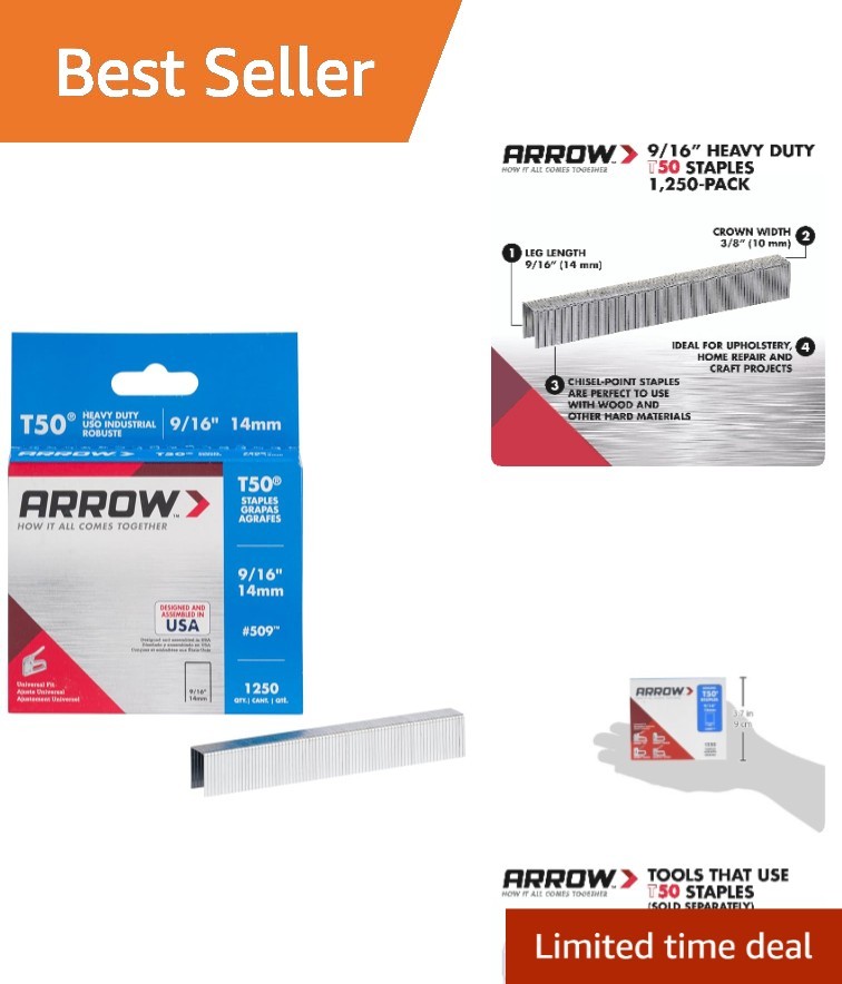 Bulk Arrow T50 9/16" Staples (1250 Pack) - Perfect for Insul