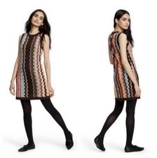 Y2k Missoni For Target Chevron Zigzag Knit Sleeveless Coquette Dress Womens Sz L
