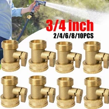 2~10pcs 3/4" Heavy Duty Brass Garden Nozzle Solid Hose Connector Shut Off Valve