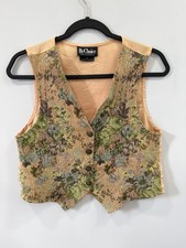 Vintage By Choice Floral Tapestry Vest M 100 Cotton Button Front Boho Eclectic