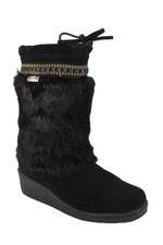 Bearpaw Womens Sheepskin Rabbit Fur Snow Ankle Boots Black Size 10