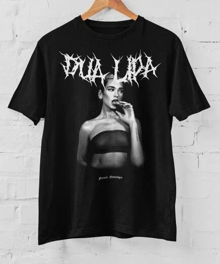 Dua Lipa Nostalgia Heavy Metal Parody T-Shirt Reprint Unisex S-4XL