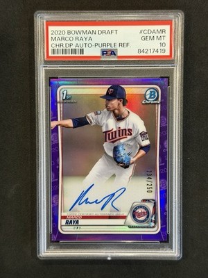 2020 Bowman Draft Chrome 1st Purple MARCO RAYA Rookie RC Auto Twins PSA 10