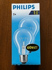 10 X PHILIPS 60 Watt Clear Light Bulbs - Edison Screw - Traditional - 60W ES E27